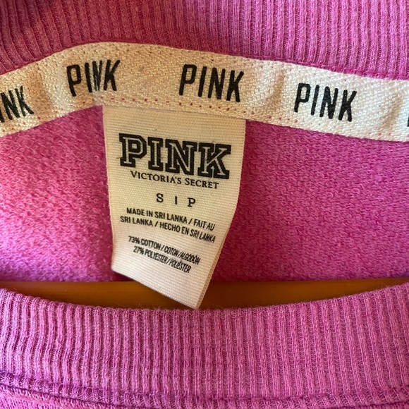PINK Victorias Secret Pinkish Purple Small Sweater Crewneck Black Stripes Womens - Picture 4 of 9